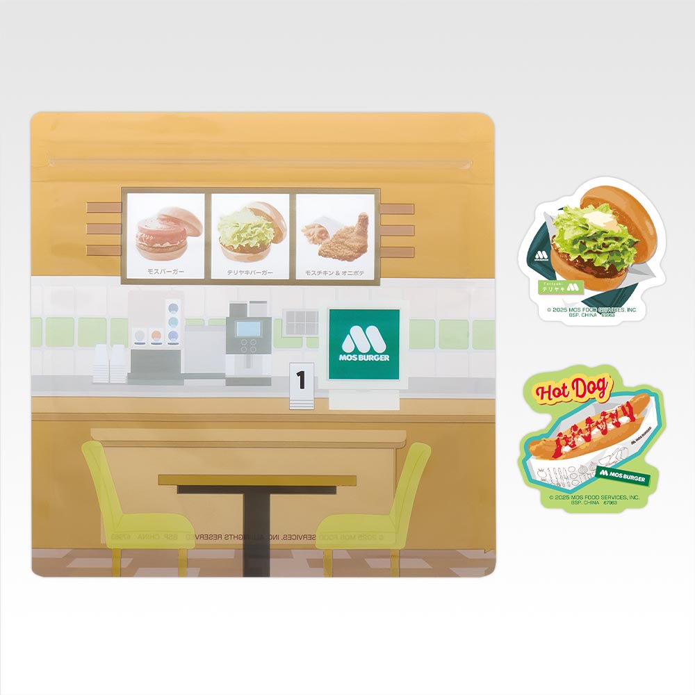 一番くじ モスバーガー ２(E賞-ジッパーバッグ＆フレークシールセット)